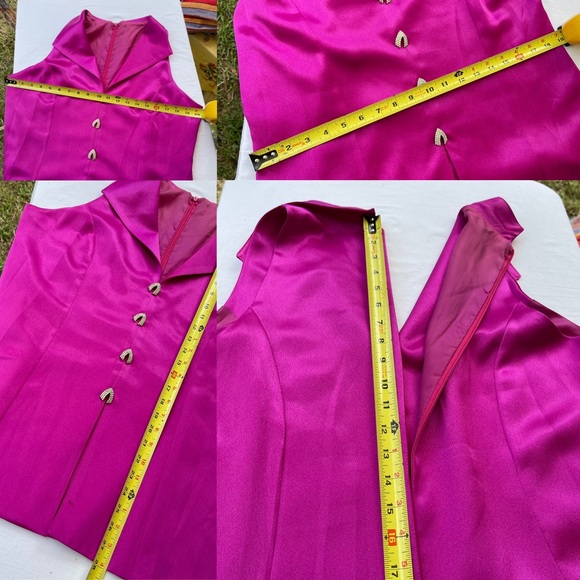 VTG PINK SATIN 3 Piece SUIT JACKET SKIRT & VEST RHINESTONES Dance Party - Picture 9 of 15